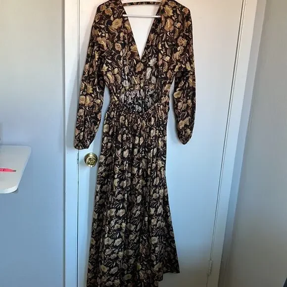 Matteau Puff Sleeve Open Back Orange Floral Maxi Dress - Picture 13 of 13